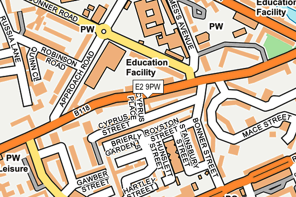 E2 9PW map - OS OpenMap – Local (Ordnance Survey)