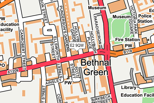 E2 9QW map - OS OpenMap – Local (Ordnance Survey)