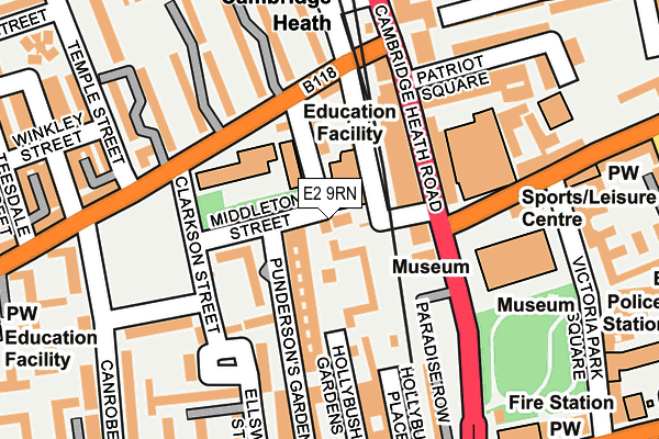 E2 9RN map - OS OpenMap – Local (Ordnance Survey)