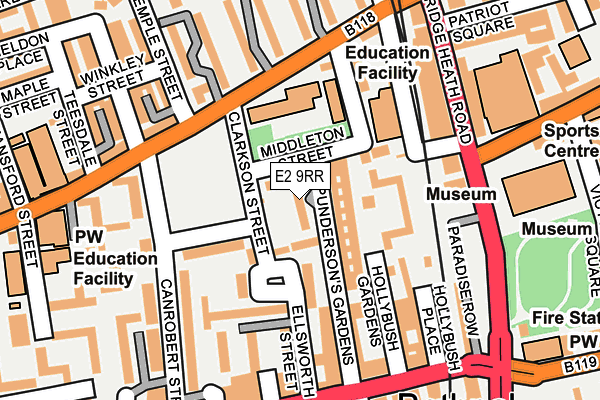 E2 9RR map - OS OpenMap – Local (Ordnance Survey)