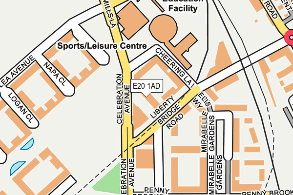 E20 1AD map - OS OpenMap – Local (Ordnance Survey)