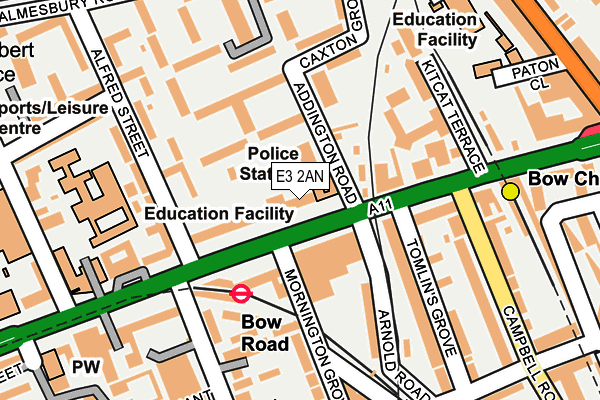 E3 2AN map - OS OpenMap – Local (Ordnance Survey)