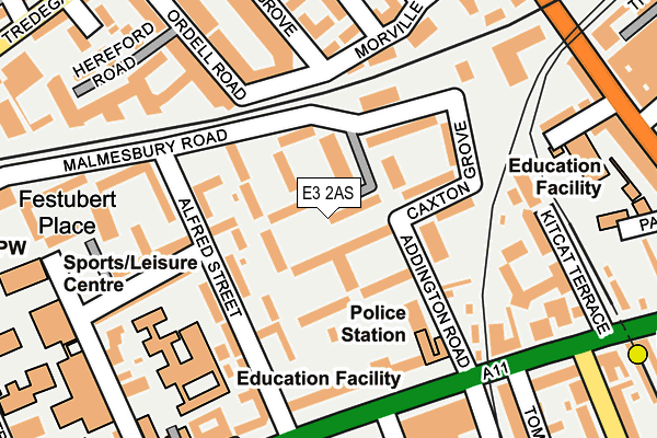 E3 2AS map - OS OpenMap – Local (Ordnance Survey)
