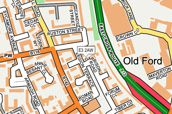 E3 2AW map - OS OpenMap – Local (Ordnance Survey)