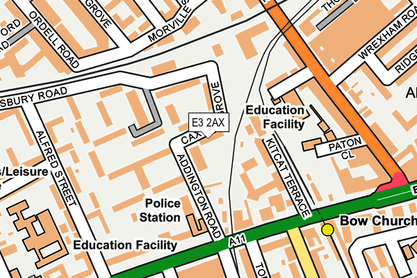 E3 2AX map - OS OpenMap – Local (Ordnance Survey)