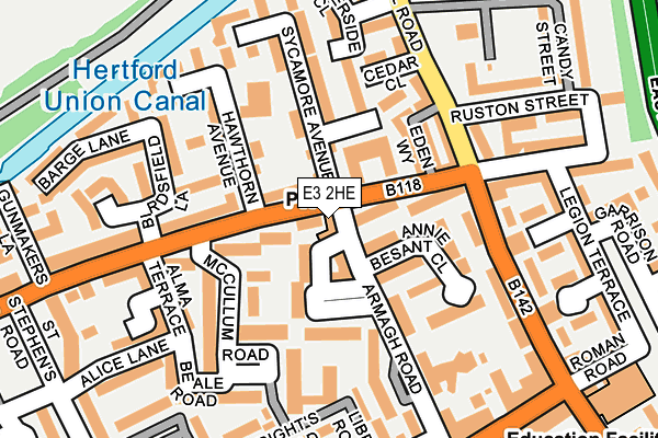 E3 2HE map - OS OpenMap – Local (Ordnance Survey)