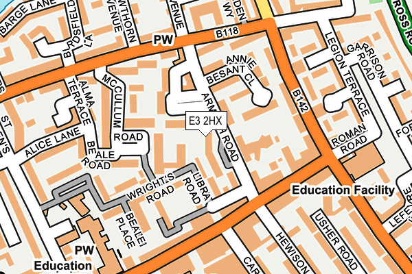 E3 2HX map - OS OpenMap – Local (Ordnance Survey)