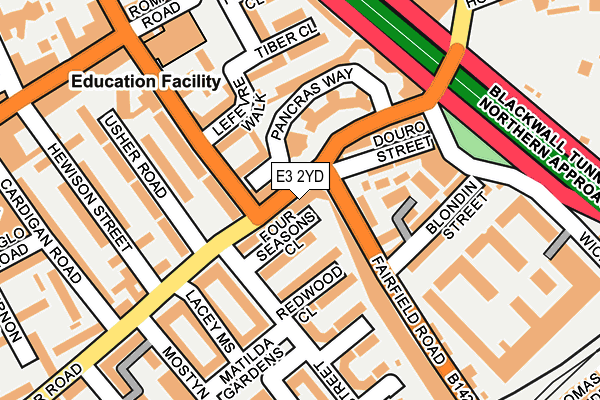 E3 2YD map - OS OpenMap – Local (Ordnance Survey)
