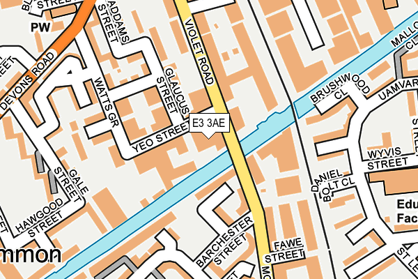 E3 3AE map - OS OpenMap – Local (Ordnance Survey)