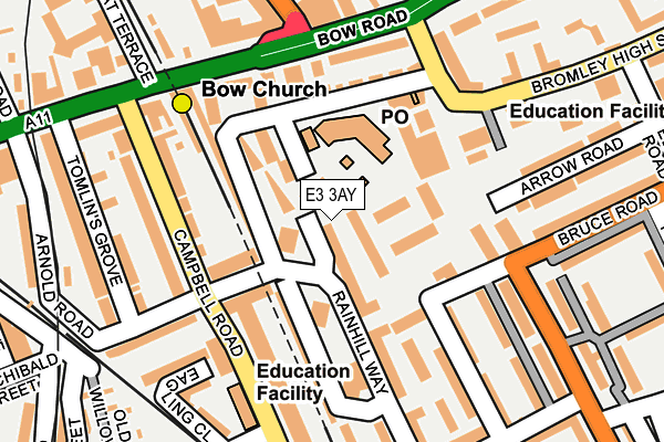E3 3AY map - OS OpenMap – Local (Ordnance Survey)