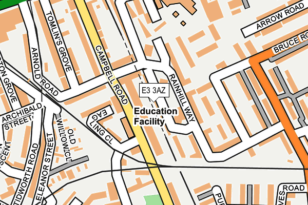 E3 3AZ map - OS OpenMap – Local (Ordnance Survey)