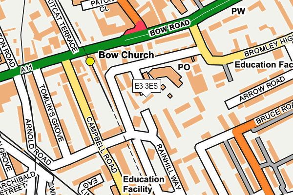 E3 3ES map - OS OpenMap – Local (Ordnance Survey)