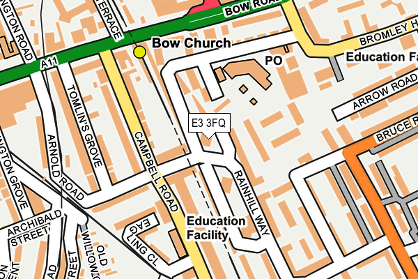 E3 3FQ map - OS OpenMap – Local (Ordnance Survey)