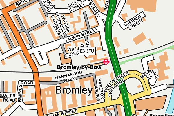 E3 3FU map - OS OpenMap – Local (Ordnance Survey)