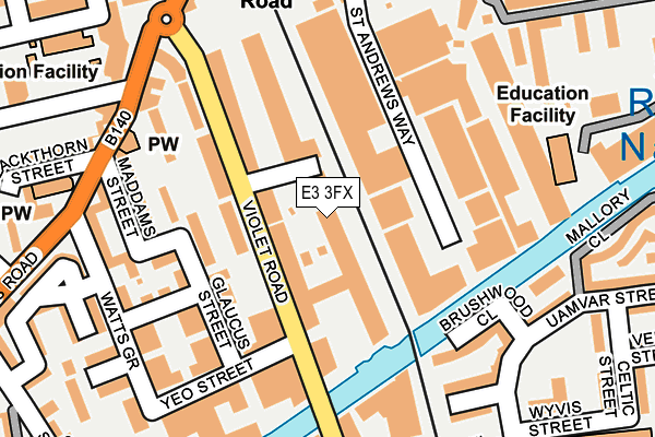 E3 3FX map - OS OpenMap – Local (Ordnance Survey)