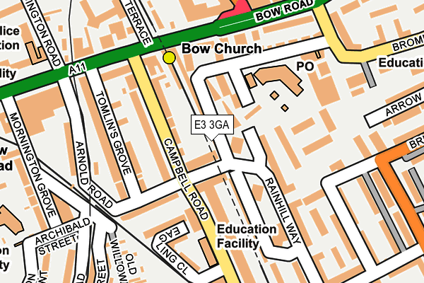 E3 3GA map - OS OpenMap – Local (Ordnance Survey)