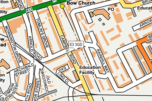 E3 3GD map - OS OpenMap – Local (Ordnance Survey)