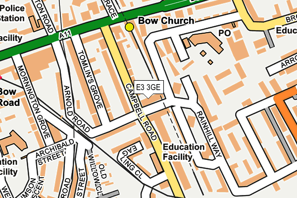 E3 3GE map - OS OpenMap – Local (Ordnance Survey)