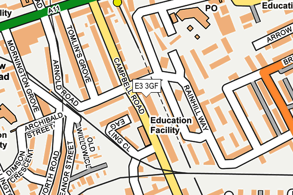 E3 3GF map - OS OpenMap – Local (Ordnance Survey)