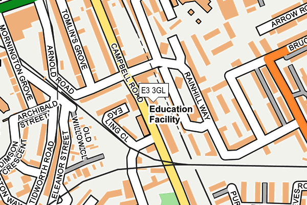 E3 3GL map - OS OpenMap – Local (Ordnance Survey)
