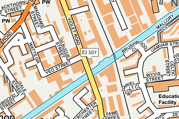 E3 3GY map - OS OpenMap – Local (Ordnance Survey)