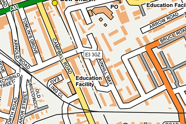 E3 3GZ map - OS OpenMap – Local (Ordnance Survey)