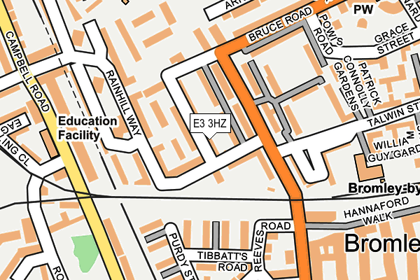 E3 3HZ map - OS OpenMap – Local (Ordnance Survey)