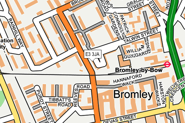 E3 3JA map - OS OpenMap – Local (Ordnance Survey)