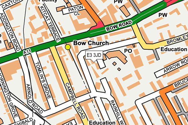 E3 3JD map - OS OpenMap – Local (Ordnance Survey)