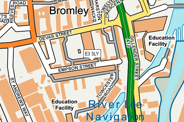 E3 3LY map - OS OpenMap – Local (Ordnance Survey)