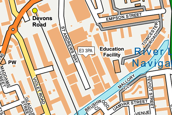 E3 3PA map - OS OpenMap – Local (Ordnance Survey)