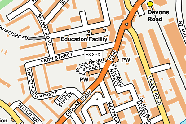E3 3PX map - OS OpenMap – Local (Ordnance Survey)