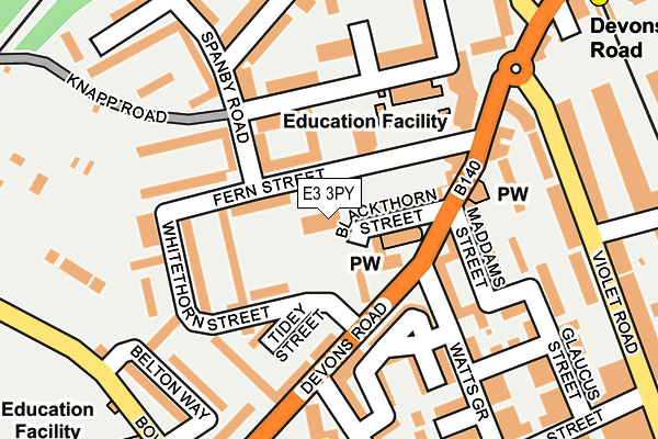 E3 3PY map - OS OpenMap – Local (Ordnance Survey)