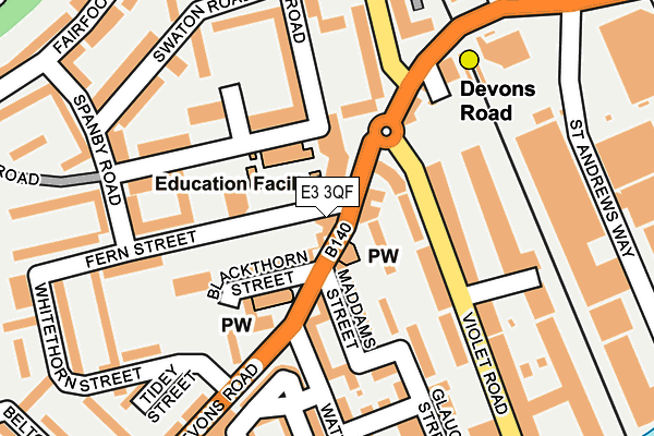 E3 3QF map - OS OpenMap – Local (Ordnance Survey)