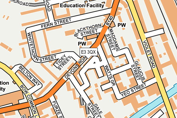 E3 3QX map - OS OpenMap – Local (Ordnance Survey)