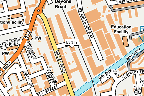 E3 3TY map - OS OpenMap – Local (Ordnance Survey)