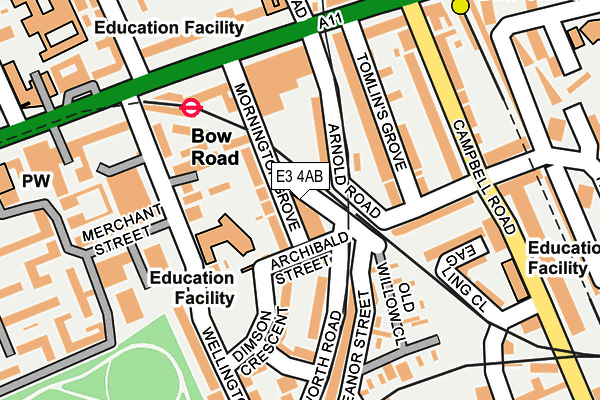 E3 4AB map - OS OpenMap – Local (Ordnance Survey)