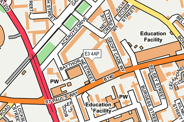 E3 4AP map - OS OpenMap – Local (Ordnance Survey)