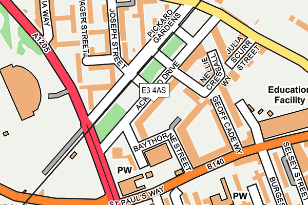 E3 4AS map - OS OpenMap – Local (Ordnance Survey)