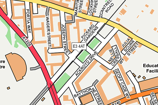 E3 4AT map - OS OpenMap – Local (Ordnance Survey)