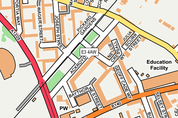 E3 4AW map - OS OpenMap – Local (Ordnance Survey)