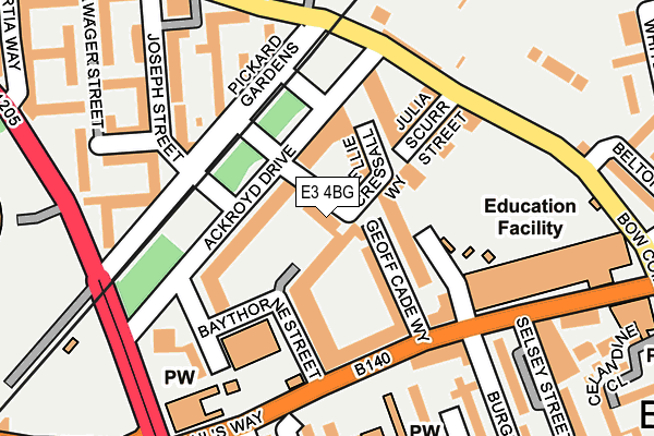 E3 4BG map - OS OpenMap – Local (Ordnance Survey)