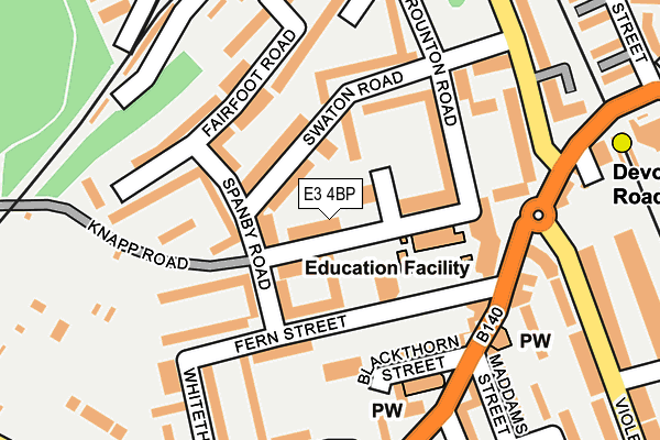 E3 4BP map - OS OpenMap – Local (Ordnance Survey)