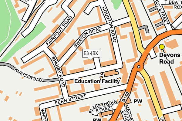E3 4BX map - OS OpenMap – Local (Ordnance Survey)