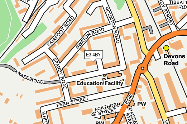 E3 4BY map - OS OpenMap – Local (Ordnance Survey)