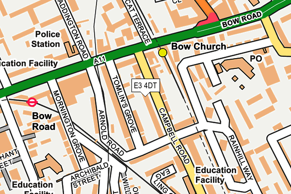 E3 4DT map - OS OpenMap – Local (Ordnance Survey)