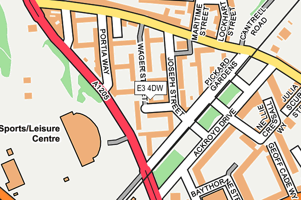 E3 4DW map - OS OpenMap – Local (Ordnance Survey)