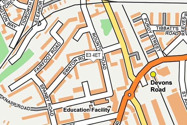 E3 4ET map - OS OpenMap – Local (Ordnance Survey)