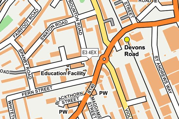 E3 4EX map - OS OpenMap – Local (Ordnance Survey)