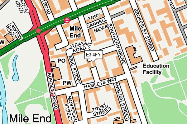 E3 4FY map - OS OpenMap – Local (Ordnance Survey)